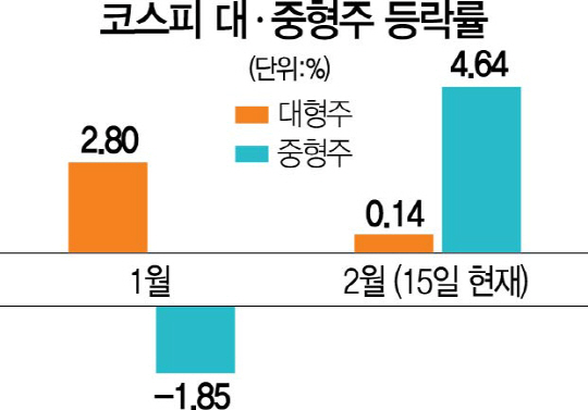 외국인 차익실현에 대형주 수익률 뚝...중형주로 눈 돌려볼까