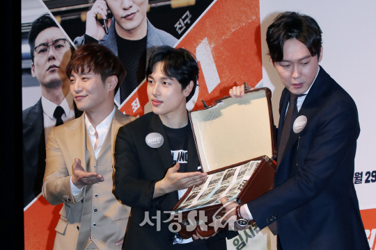 진구, 임시완, 박병은이 27일 열린 영화 ‘원라인’ 제작보고회에 참석했다.