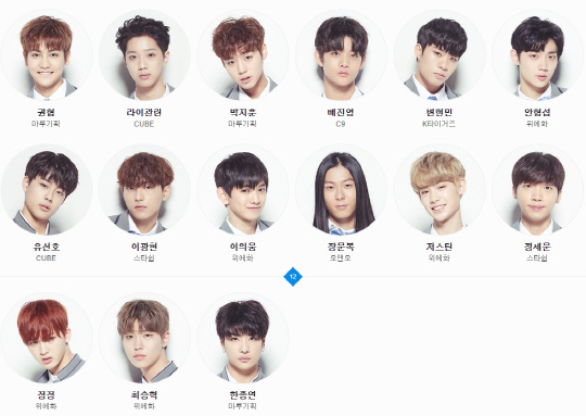 Mnet ‘프로듀스 101’ 시즌2 참가자 15명 1차 공개 / 사진 = Mnet ‘ 프로듀스 101’ 시즌2 홈페이지