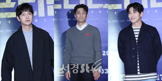 배우 지현우, 지진희, 지창욱이 21일 오후 서울 삼성동 코엑스 메가박스에서 열린 영화 ‘프리즌’ VIP시사회에 참석해 포토타임을 갖고 있다.