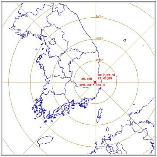 경북 경주시 남남서쪽 지역에서 규모 3.3  지진 발생 “피해는 없을 것”