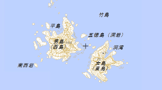 일본은 최근 독도 내 지명들을 일본식 지명으로 교체하는 작업을 진행하고 있다. 사진은 독도의 동도와 서도를 각각  남섬(男島)과 여섬(女島)으로 지명을 교체한 모습./출처=일본국토지리원 홈페이지 캡처