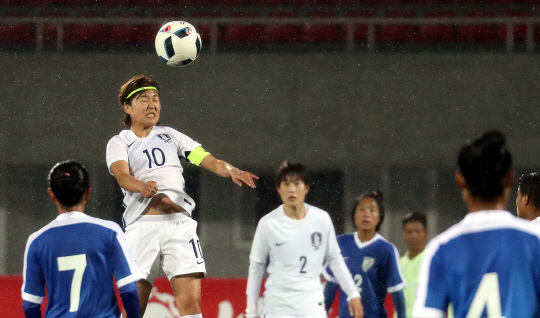 [사진] ‘평양 원정’ 윤덕여호, 아시안컵 예선서 인도에 10-0 대승