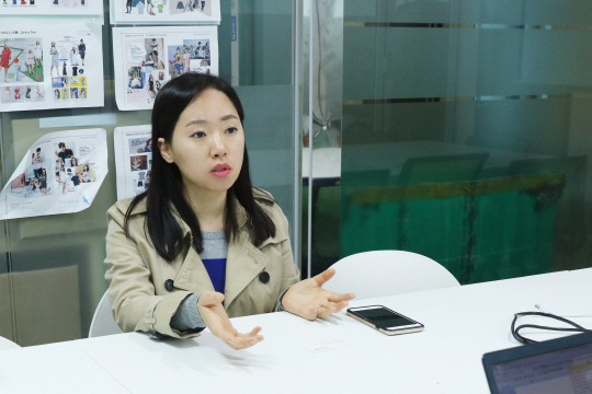 서울 중구 퇴계로 본사에서 만난 서경미 에이프릴 대표가 5년전 창업할 당시 이야기를 하고 있다.