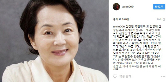 이태임, 故 김영애 애도…“그 열정 본받아 열심히 연기하겠습니다”