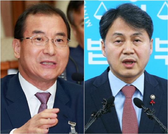 강용현(왼쪽) 변호사와 김주현(오른쪽) 대검 차장.