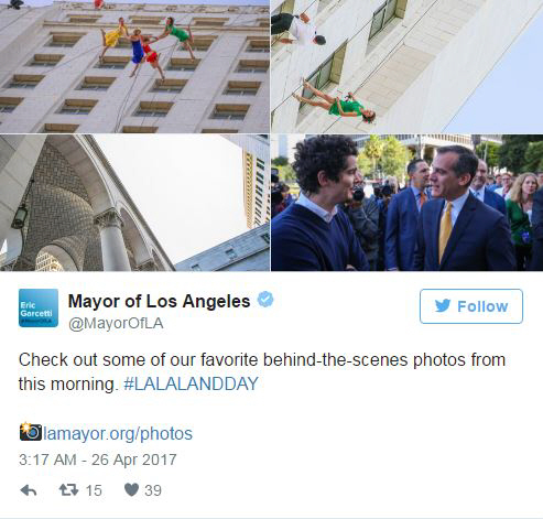 美 LA, '라라랜드' 기념일 선포…'영화 중심에 LA가 있었다'