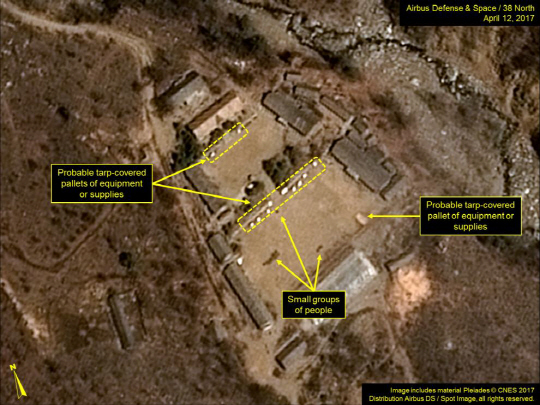 북한 전문 웹사이트 38노스가 제공한 북한 풍계리 핵실험장 주 지원본부의 위성사진. /연합뉴스