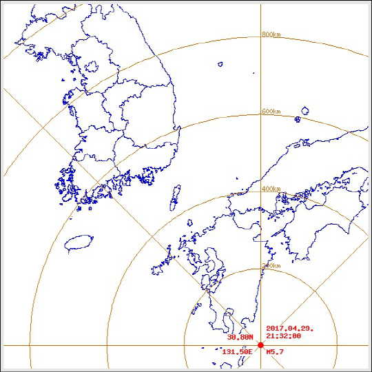 일본 규슈 남부 앞바다에 규모 5.7 지진 발생…쓰나미 우려는 없어
