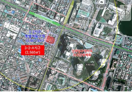 건대입구역지구 3-2-A지구 특별계획구역 위치도.   /사진제공=서울시