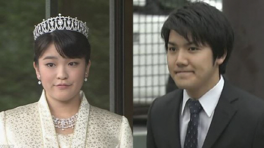 약혼 소식이 공개된 일본 마코(왼쪽) 공주와 고무로 케이씨/NHK 영상캡쳐