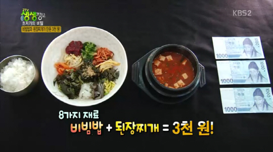 ‘생생정보’ 3000원 비빔밥+된장찌개 맛집…대구 ‘정원손칼국수’