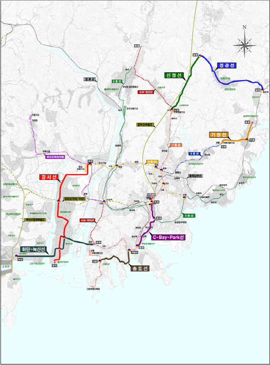 부산광역시 도시철도 구축망 최적 노선도./제공=부산시
