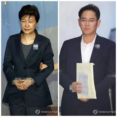 박근혜 전 대통령(왼쪽)과 이재용 삼성전자 부회장/연합뉴스