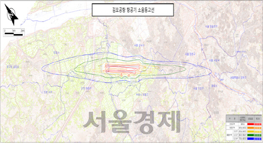 ◇김포공항 항공기 소음 등고선   자료:국토교통부