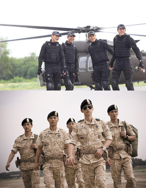 (위부터)태국 군부가 운영하는 방송 채널7에서 방영중인 드라마 ‘러브 미션’, KBS2 드라마 ‘태양의 후예