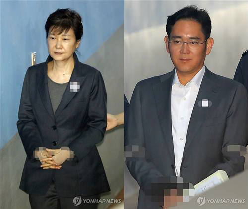 박근혜 전 대통령과 이재용 삼성전자 부회장 /연합뉴스