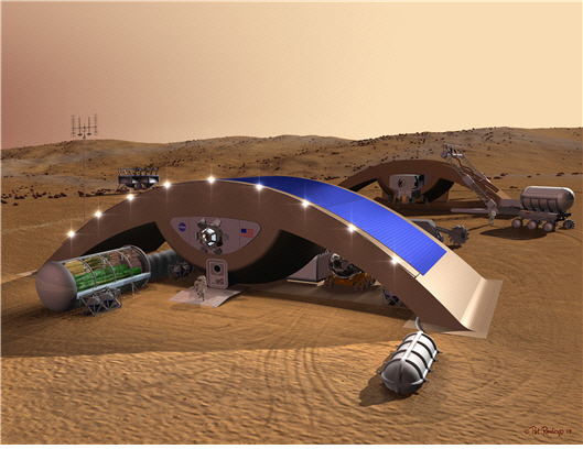 한국건설기술연구원과 미국 엑스아크사가 지난 2015년 공동 설계한 화성 기지 모델 ‘아크햅(ArcHab)’/사진제공=한국건설기술연구원