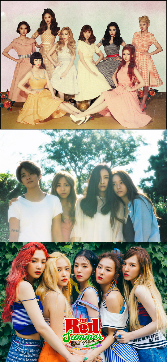 (위쪽부터)소녀시대-f(x), 레드벨벳/사진=SM엔터테인먼트