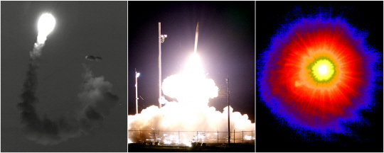 미국, 사드로 IRBM 요격시험 성공      (서울=연합뉴스) 미국 미사일방어청(MDA)이 11일 진행한 사드 요격 시험에서 태평양 하와이 상공에서 비행기로 투하된 뒤 자체 추진력으로 미국 본토로 날아가는 중장거리탄도미사일(IRBM) 표적체(왼쪽 사진)를 알래스카주 코디악 기지(PSCA:Pacific Spaceport Complex Alaska)에서 발사된 사드 요격미사일(가운데)이 궤도 분석을 통해 정확하게 맞히자(오른쪽) 섬광과 함께 파편이 공중에서 산산조각으로 흩어지고 있다. 2017.7.12 [미 MDA제공=연합뉴스]      scoop@yna.co.kr  (끝)      <저