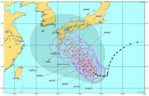 태풍 노루, 이번 주말께 우리나라에 영향 미칠듯...시속 13km로 서북서진