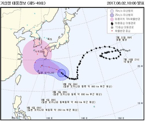 태풍 ‘노루’ 예상 경로 /자료제공=기상청