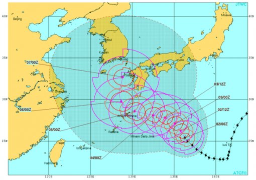 태풍 노루 경로, 최악 경로 면해...한반도 상륙 않고 대한해협 통과할 듯