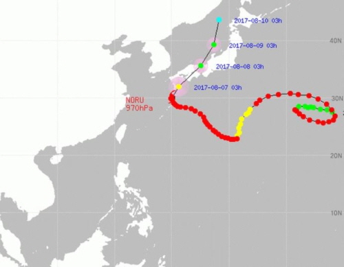 기상청, 제5호 태풍 노루 경로 예의 주시...한반도 오늘-내일 간접영향