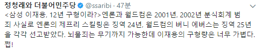 정청래 “삼성 이재용 12년 구형? 너무 가볍다!”