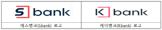 정식 인가 업체인 케이뱅크의 로고(오른쪽)를 연상시키는 가짜 인터넷은행 에스뱅크(왼쪽)의 로고./사진제공=금융감독원