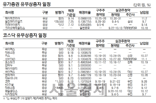 유무상증자 일정