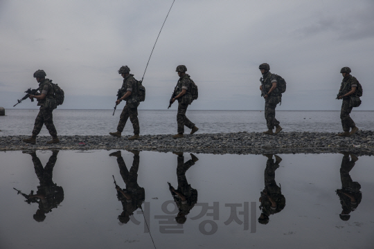 해병대 중대급 울릉도 첫 투입훈련…독도방위 목적도