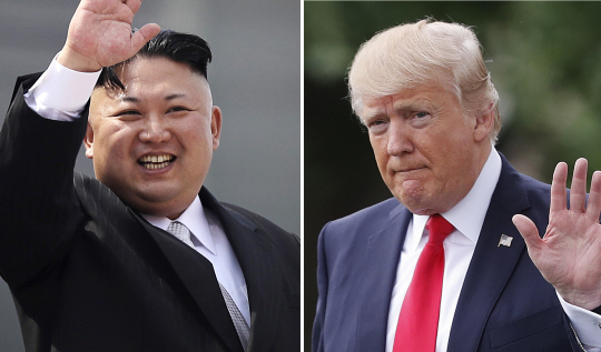 김정은(왼쪽) 북한 노동당 위원장과 도널드 트럼프(오른쪽) 미국 대통령/AP연합뉴스