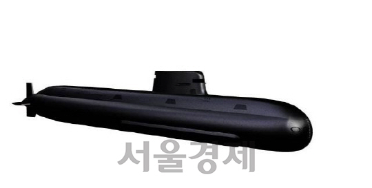 방위사업청이 공개한 3,000톤급 장보고Ⅲ 잠수함 모형. 세 단계에 걸쳐 건조될 예정이다.