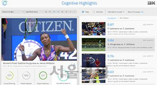 IBM 왓슨 미디어 ‘코그너티브 하이라이트’ 기능으로 제작된 USOPEN 동영상. /사진제공=한국IBM