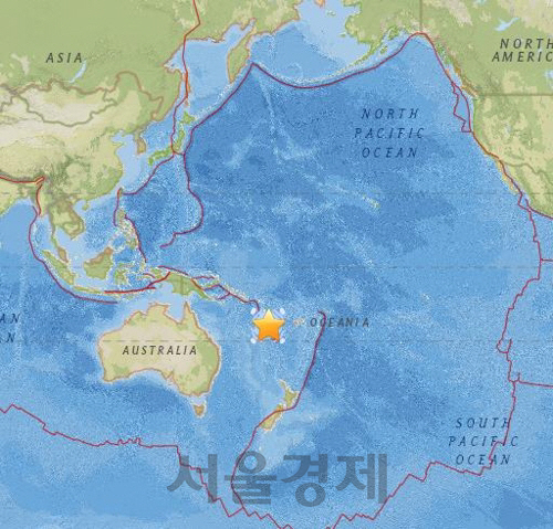 지진이 발생한 바누아투섬(별표)/연합뉴스