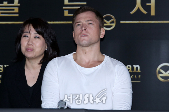 태런 에저튼이 21일 오전 서울 용산구 CGV 용산아이파크몰에서 열린 영화 ‘킹스맨: 골드서클’ 기자간담회에 참석했다.