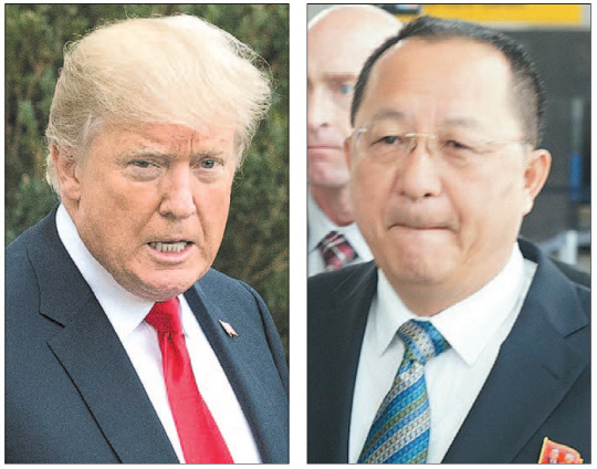 트럼프 '내 대북정책이 더 강경' vs 리용호 '핵협상은 없다'