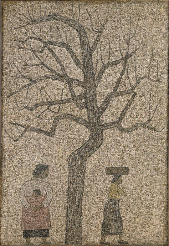 박수근 1962년작 ‘나무와 두 여인’, 130x89cm 캔버스에 유채, 개인소장. /사진제공=현대화랑