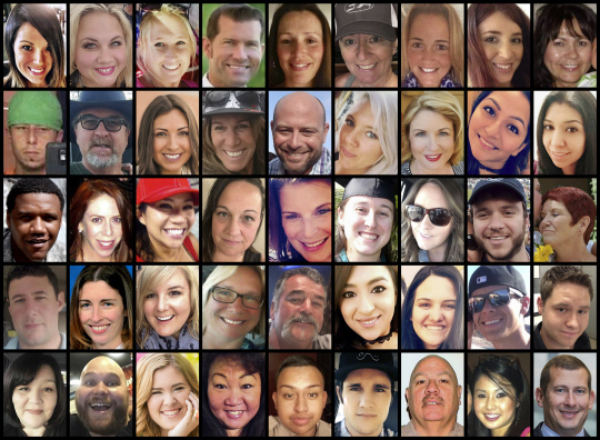 지난 1일 밤(이하 현지시간) 미국 네바다 주 라스베이거스에서 발생한 미 역사상 최악의 총기난사 참극으로 희생된 사망자들의 사진 /AP연합뉴스