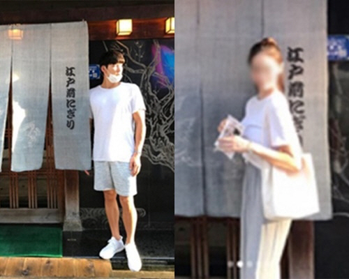박단아·박태환 연애 아니라고? 빼박 사진들 ‘일본 여행 중 식당 앞 인증샷’