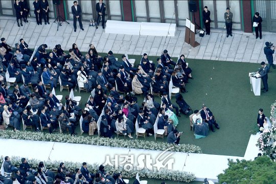 31일 오후 서울 중구 신라호텔 영빈관에서 배우 송중기, 송혜교의 결혼식이 열렸다. /사진 - 사진공동취재단