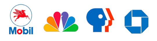 (왼쪽부터) 모빌,NBC, PBS, 체이스 로고