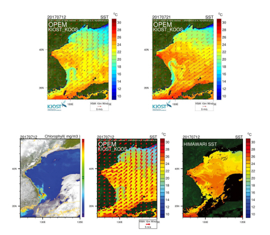 북서태평양 해양예측 시스템: Ocean Predictability Experiment for Marine Environment, 이하 OPEM / 천리안 해양관측위성: Geostationary Ocean Color Imager, 이하 GOCI