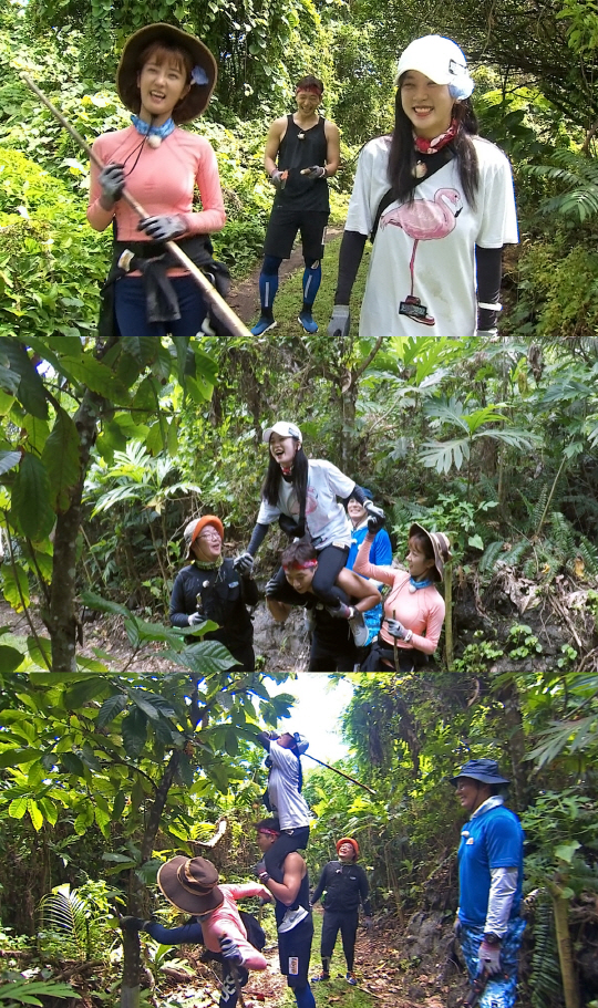 ‘정글의 법칙’ 에이핑크 초롱-보미, 카카오 열매 위한 ‘혼신의 발차기’