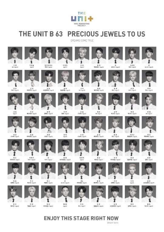‘더유닛’, 첫 번째 보석함 63명 남자 참가자들 한 눈에...‘유닛B’ 포스터 공개