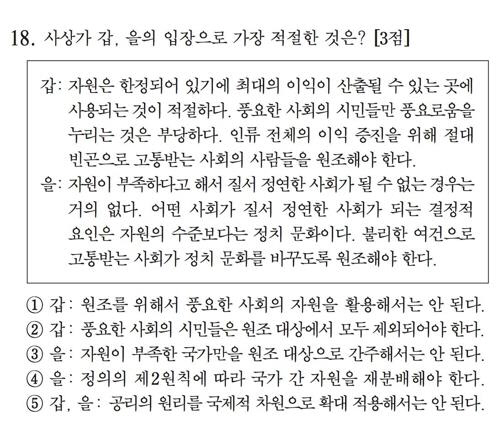 수능 이의신청 397건, 사회탐구 ‘생활과 윤리’ 18번 문제 정답 없어