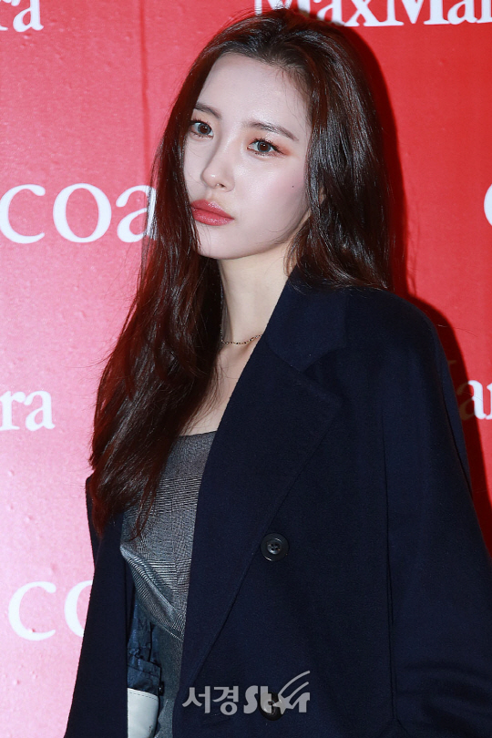 가수 선미가 28일 오후 서울 중구 동대문디자인플라자(DDP)에서 열린 한 의류브랜드 전시 개최 기념 포토월에 참석했다.