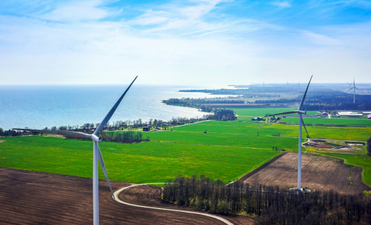 캐나다 온타리오주(州) 할디만드 카운티에 조성된 삼성물산 ‘온타리오 프로젝트’ 풍력 발전단지.  　  /사진제공=삼성물산