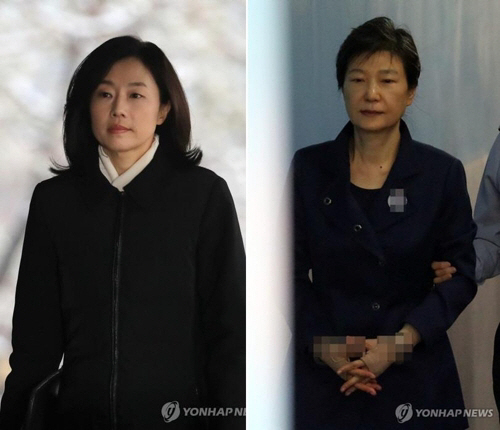 조윤선 전 청와대 정무수석비서관(왼쪽)과 박근혜 전 대통령(오른쪽)